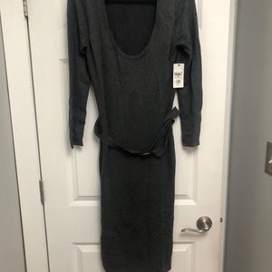 GUESS gray long sleeve ribbed sweater dress.